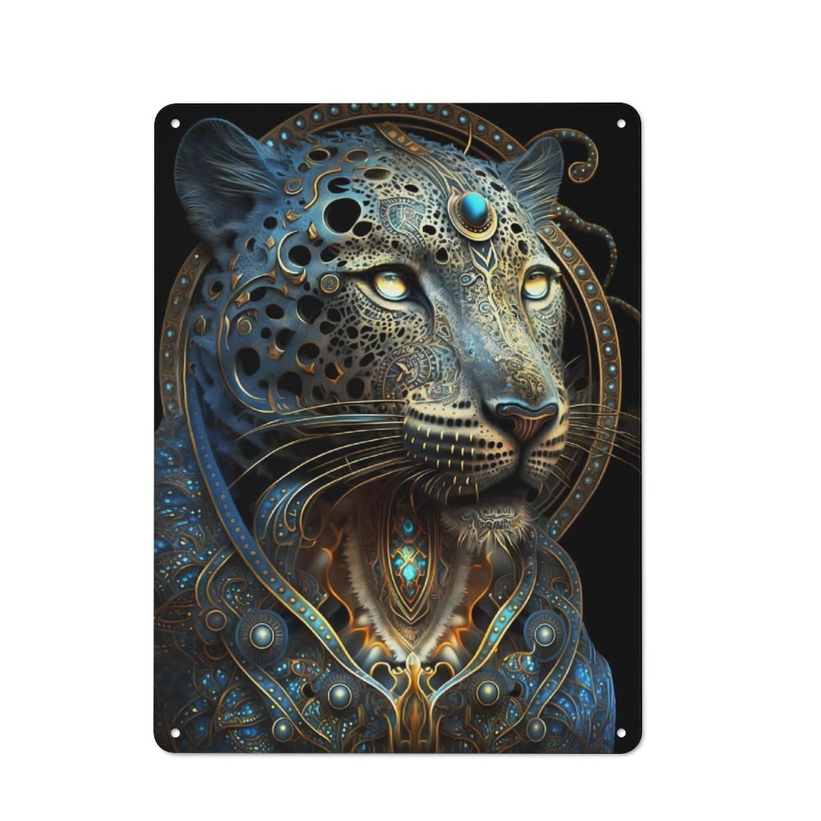 Junmoney Mystical Astrology Leopard Vintage Tin Sign 40X30cm With For Café Or Home Bar, Suited To Café-Style Decor Fans