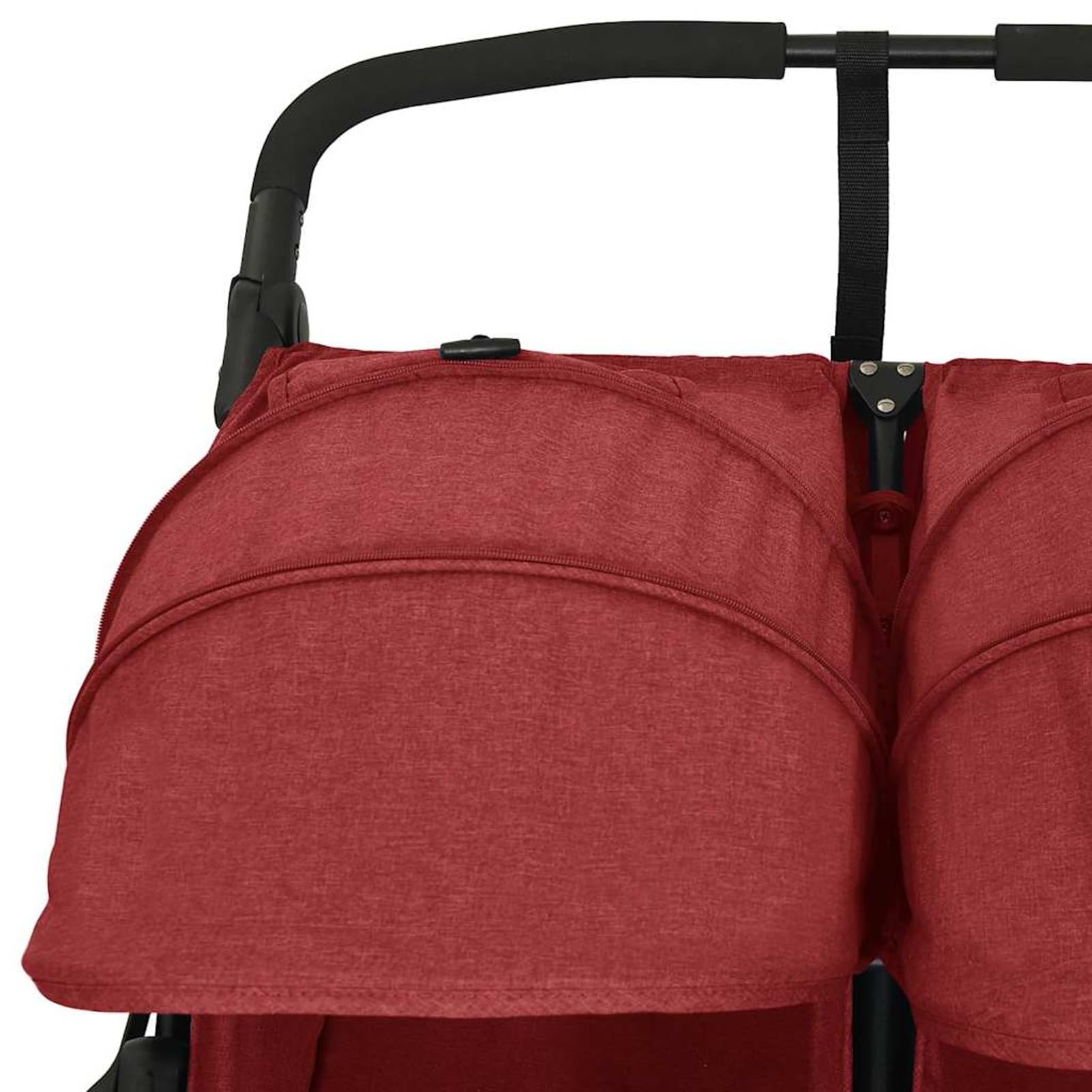 Cochecito Gemelar Plegable, Con Respaldo Ajustable, Reposapiés, Capacidad 15 kg, Rojo, Acero y Lino, para Paseos en Parque Modelo DYEEG-10245ES-MN