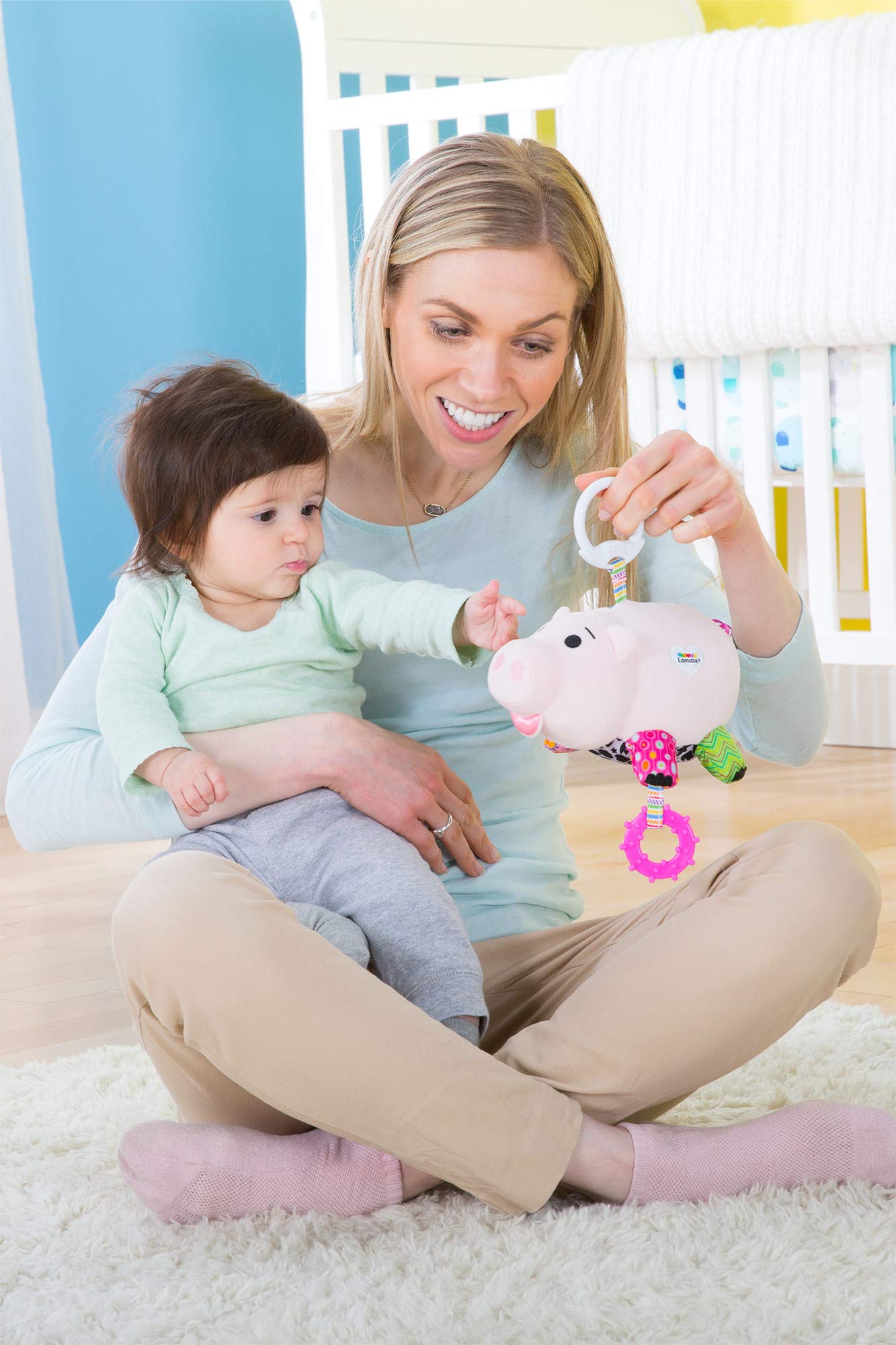 Lamaze Disney/Pixar Toy Story Clip & Go Hamm Baby Toy With Stroller Clip For Sensory Play