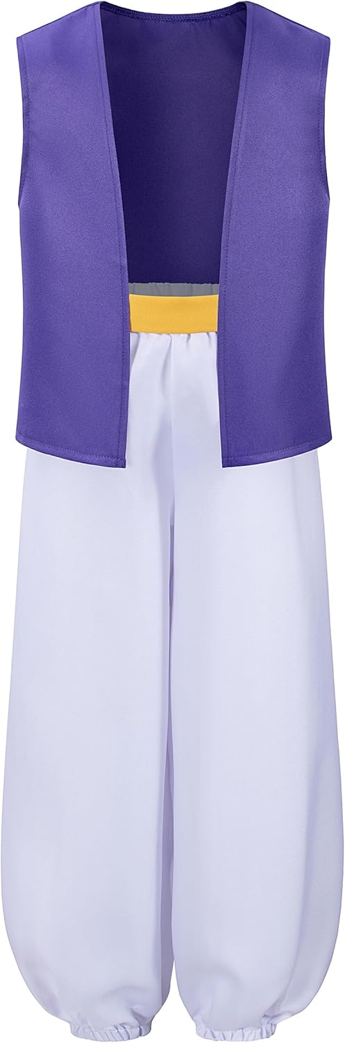 Boys Arabian Prince Costumes Kids Vest Pants Belt Halloween Cosplay - Image 2