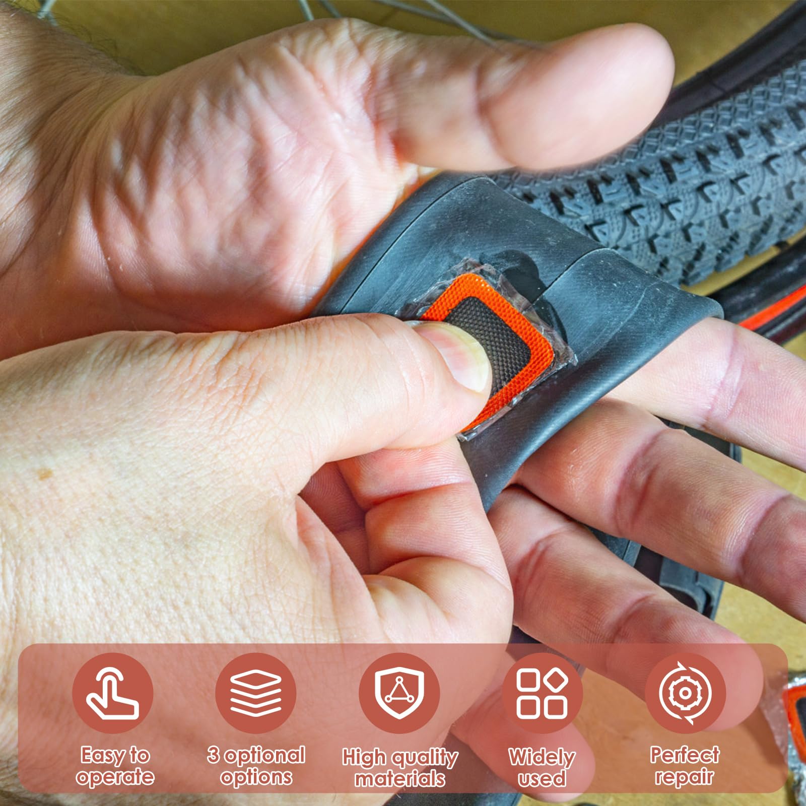 Bicycle 114 Pcs Tire Repair Tools, Bicycle Inner Tube Puncture Patches with Vulcanizing Patches, Self-Adhesive Bike Patchs, Flat Tire Puncture Patch Repair Kit for Bikes Motorcycle Tube Tire