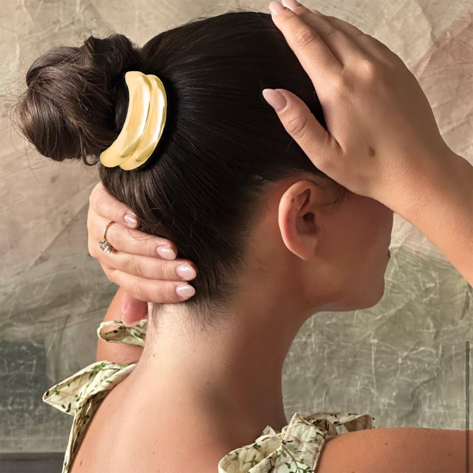 6Pcs Banana Hair Clip for Ponytail Elastic Gold Hair Accessories Metal Hair Tie Ponytail Holder Glossy Rose Gold Hair Cuffs for Women Girls Long Curly Hair - Image 3