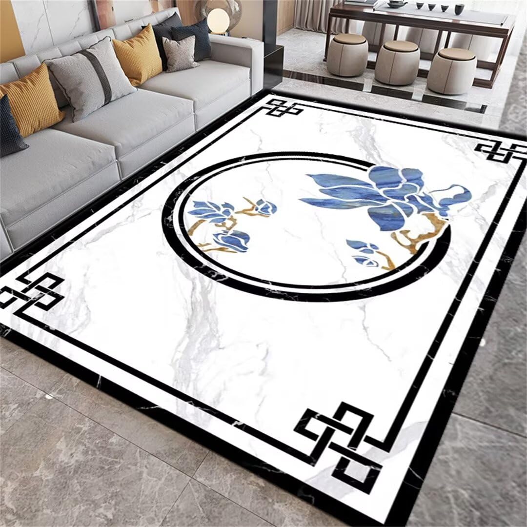 Tapis chambre enfants lavable plante et marbre pour un séjour chic