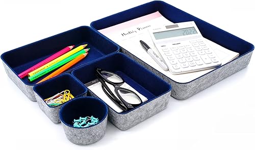 Welaxy Bandejas organizadoras de cajones de escritorio de oficina, bandejas de almacenamiento de fieltro, bandejas de papel para cartas, documentos,