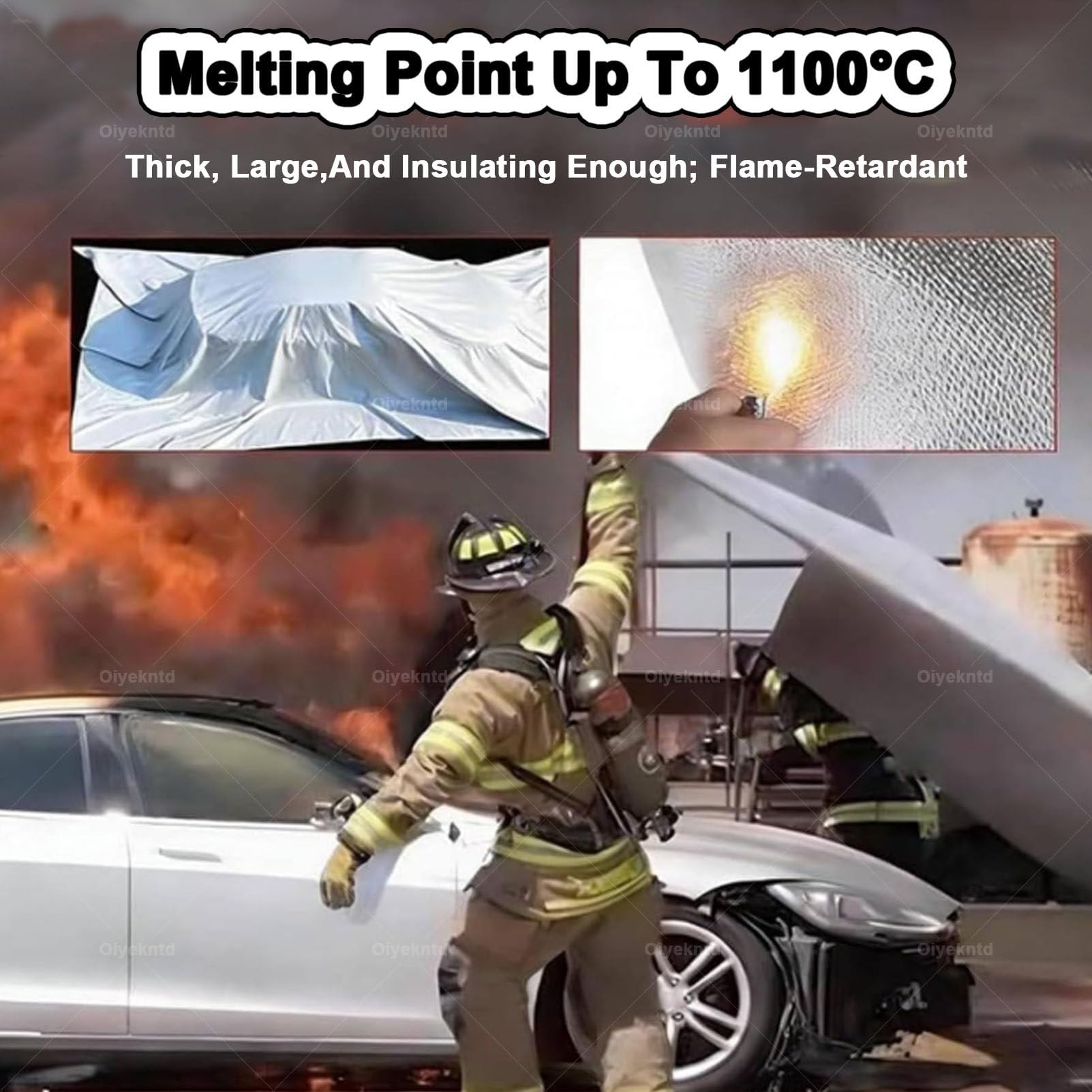 Manta ignífuga para vehículos eléctricos, de silicona ignífuga de despliegue rápido, manta ignífuga de emergencia, mantas de extinción de incendios para aparcamientos/estaciones 6*6m/19.7*19.7ft