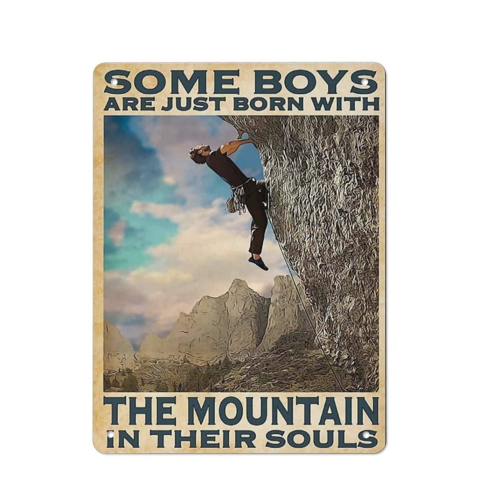 AOOEDM Born With The Mountain In Their Souls Wall Metal Tin Sign for Home Bar Pub Kitchen Wall Art Deocr Man Cave Vintage Metal Sign Poster Plaque Signs Quotes Sign
