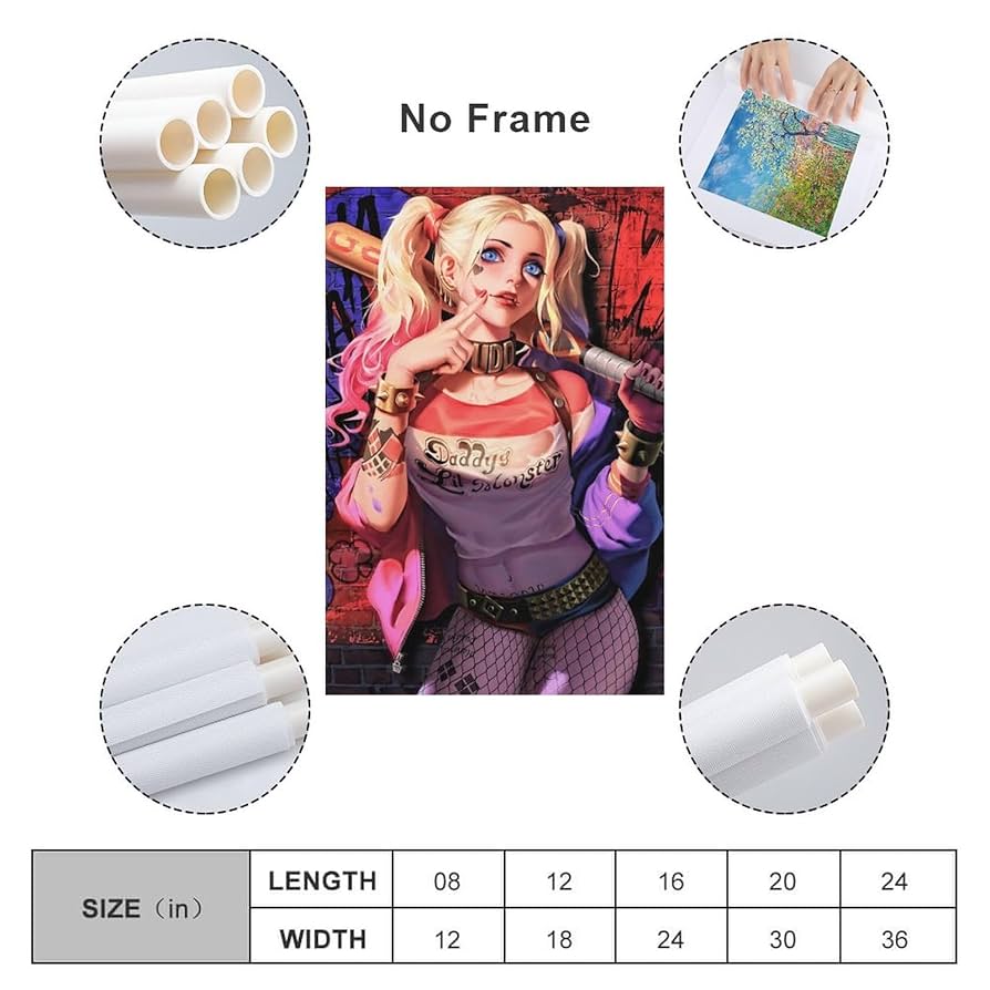 Amazon｜ハーレイ・クイン壁紙アートポスター キャンバス 壁