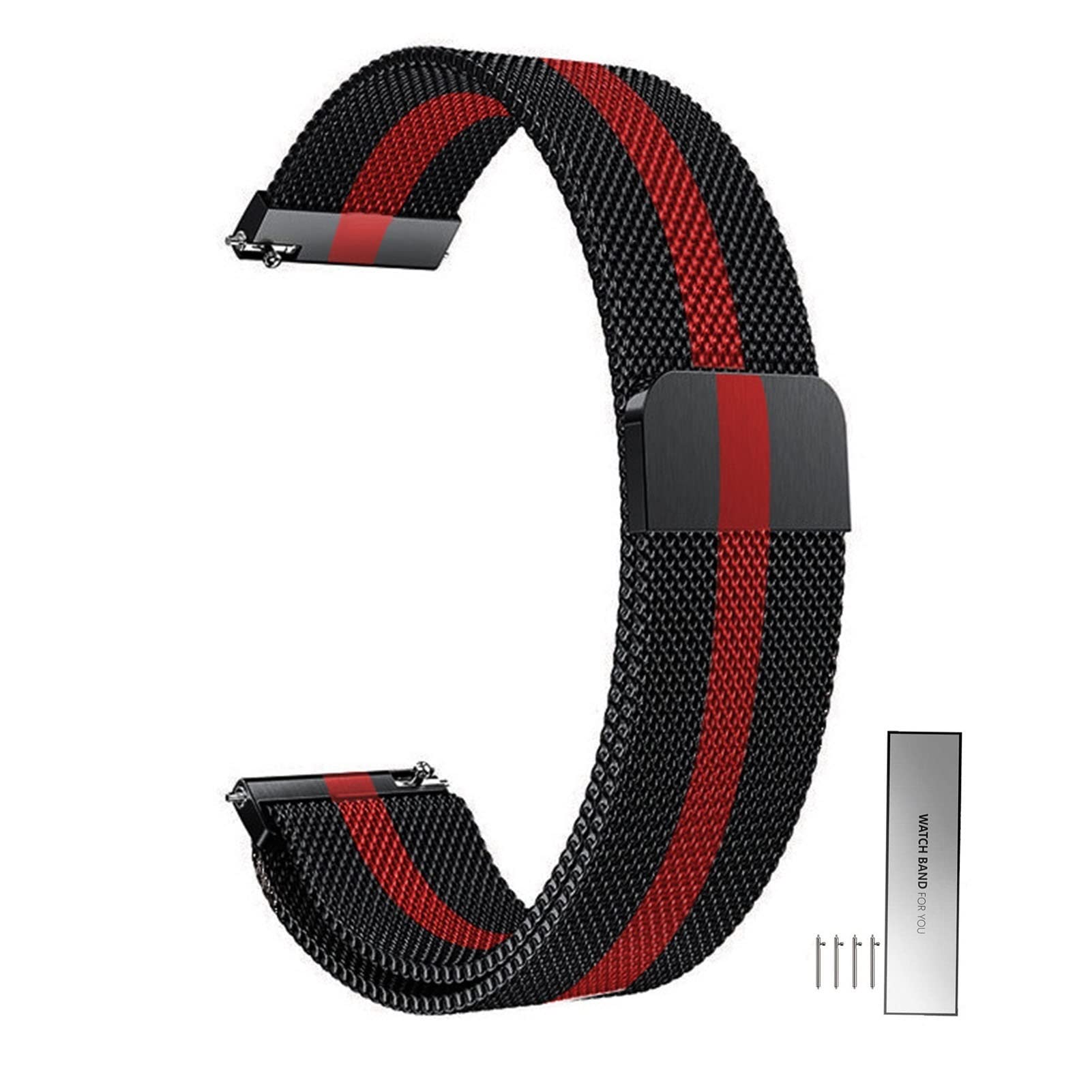 Overhil1s Stainless Steel Mesh Watch Bracelet for Men and Ladies Metal Magnetic Closure Smartwatch Replacement Bracelet 14mm 16mm 18mm 20mm 22mm 24mm Quick Release Watch Strap Band