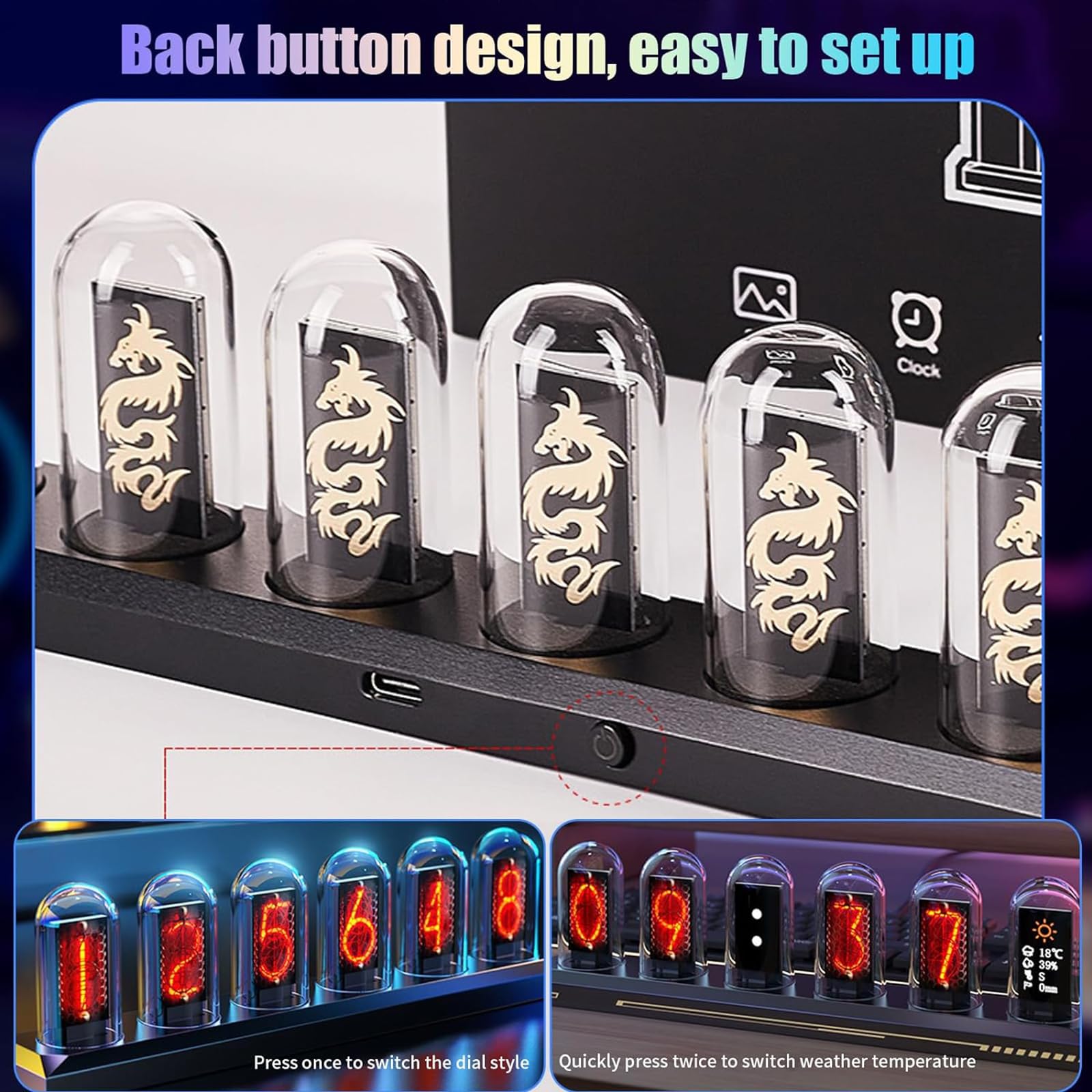 LED Nixie Clock Zegar z lampą rurową 3 tryby świecenia DIY zdjęcia pamięć po wyłączeniu dekoracja domu