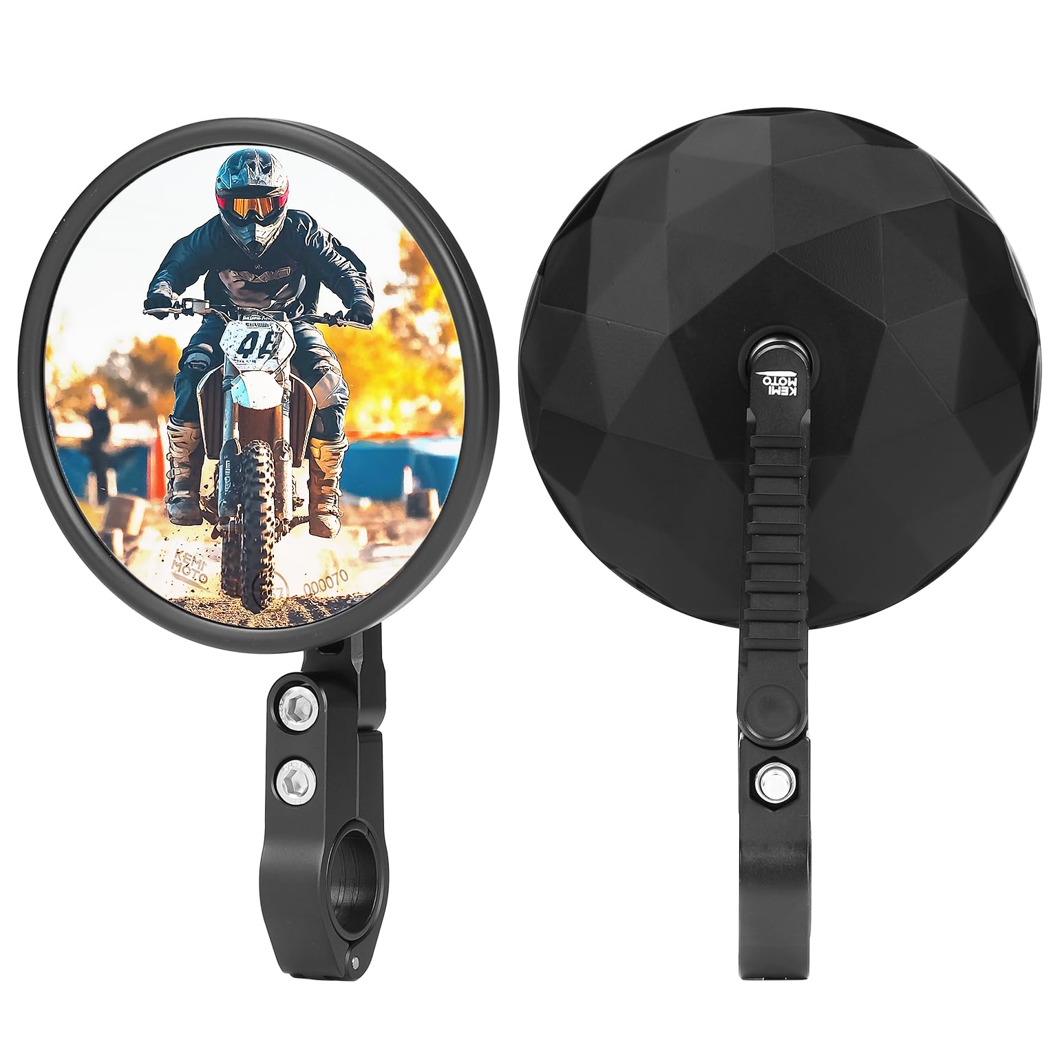 KEMIMOTO Specchietti Moto Omologati E57, 2 Pezzi Specchietto Retrovisore Manubrio con CNC, Tondi Specchi Moto Compatibili con Motocicli, Scooter, ATV