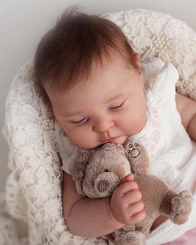 Miniatura 5 de Angelbaby Muñecas de bebé Reborn realistas, melocotones realistas de 20 pulgadas, silicona suave, muñeca de niña recién nacida durmiendo con cara