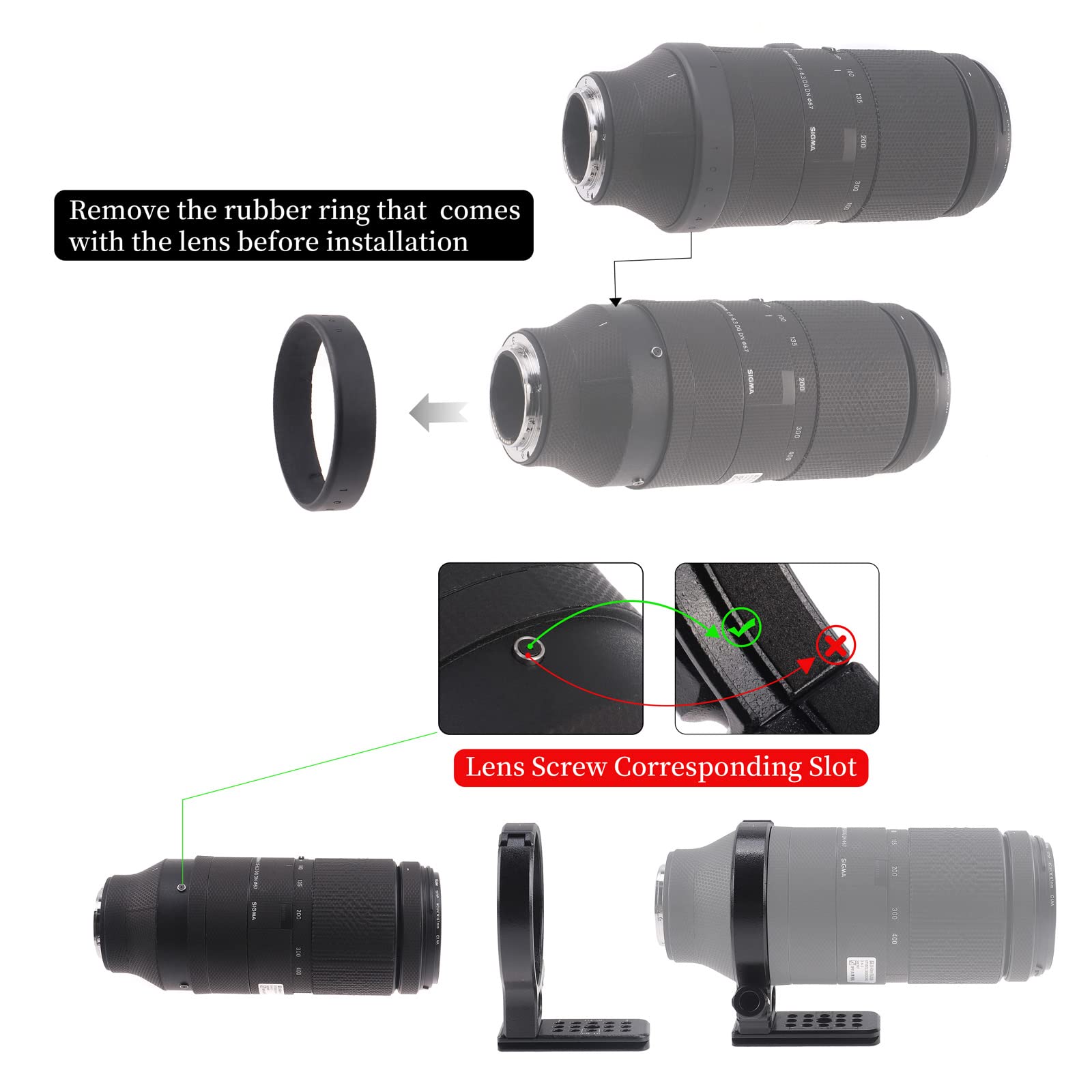 FOTGA Metall Stativschelle Kompatibel mit Sigma 100-400mm F5-6.3 DG DN OS für Sony E-Mount Objektiv, für Sigma 105mm f/1.4 DG HSM Art (EF/FX/FE/L-Mount), mit Schnellwechselplatte für Arca-Type