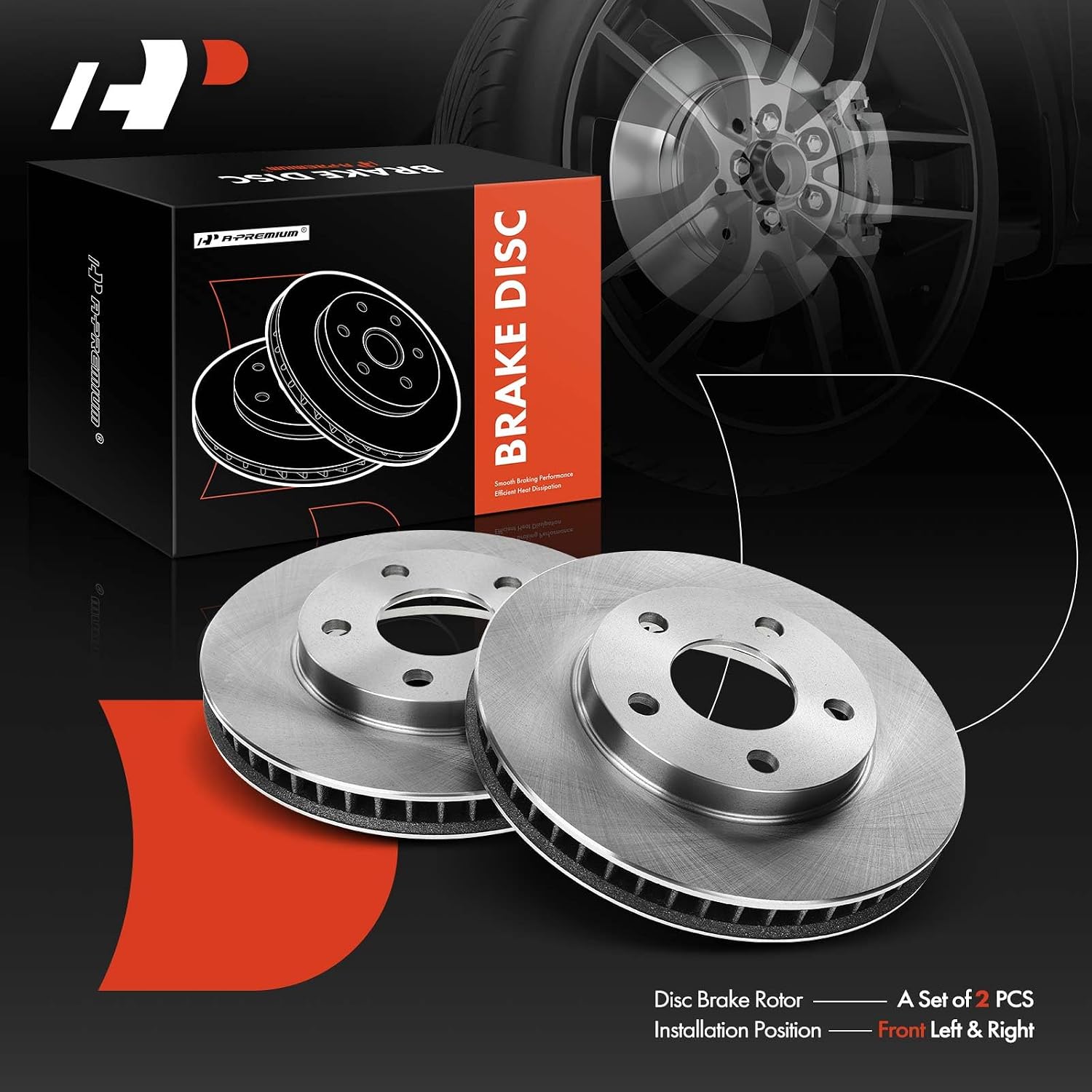 A-Premium 10.95 inch(278mm) Front Vented Disc Brake Rotors Compatible with Select Buick, Cadillac, Chevy, Oldsmobile and Pontiac Models - Century, LeSabre, Venture, Intrigue, LSS, Montana, Trans Sport