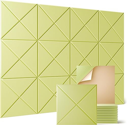 Miniatura 21 de Sonicism Paquete de 12 paneles acústicos forrados en X con autoadhesivo, paneles de espuma a prueba de sonido de 12 x 12 x 0.4 pulgadas, paneles