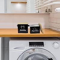 Vista 5 de Set of Laundry Powder Bin & Dryer Sheets Holder, Laundry Detergent Powder Storage Box with Scoop, Wooden Lid & Handles, Metal Laundry Dryer Sheet