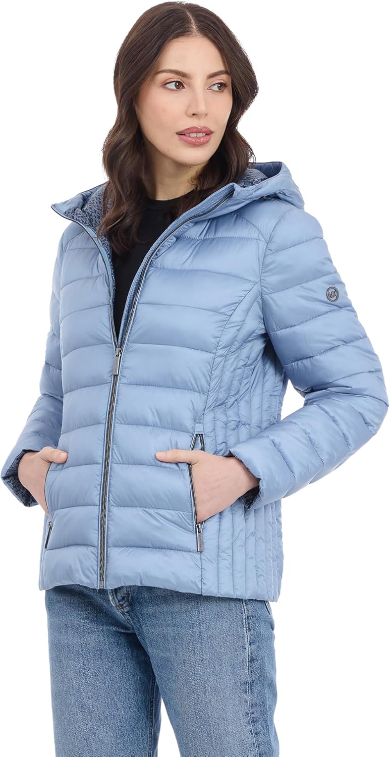 Michael Kors womens Packable Puffer Jacket, Lightweight Down Alternative