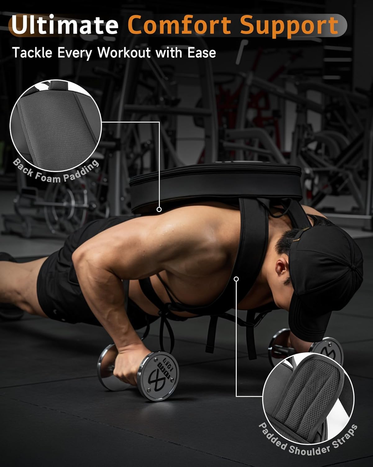 Barbell Weighted Backpack for Men Women, Rucking Backpack for Squats Push-ups with Secure Strap