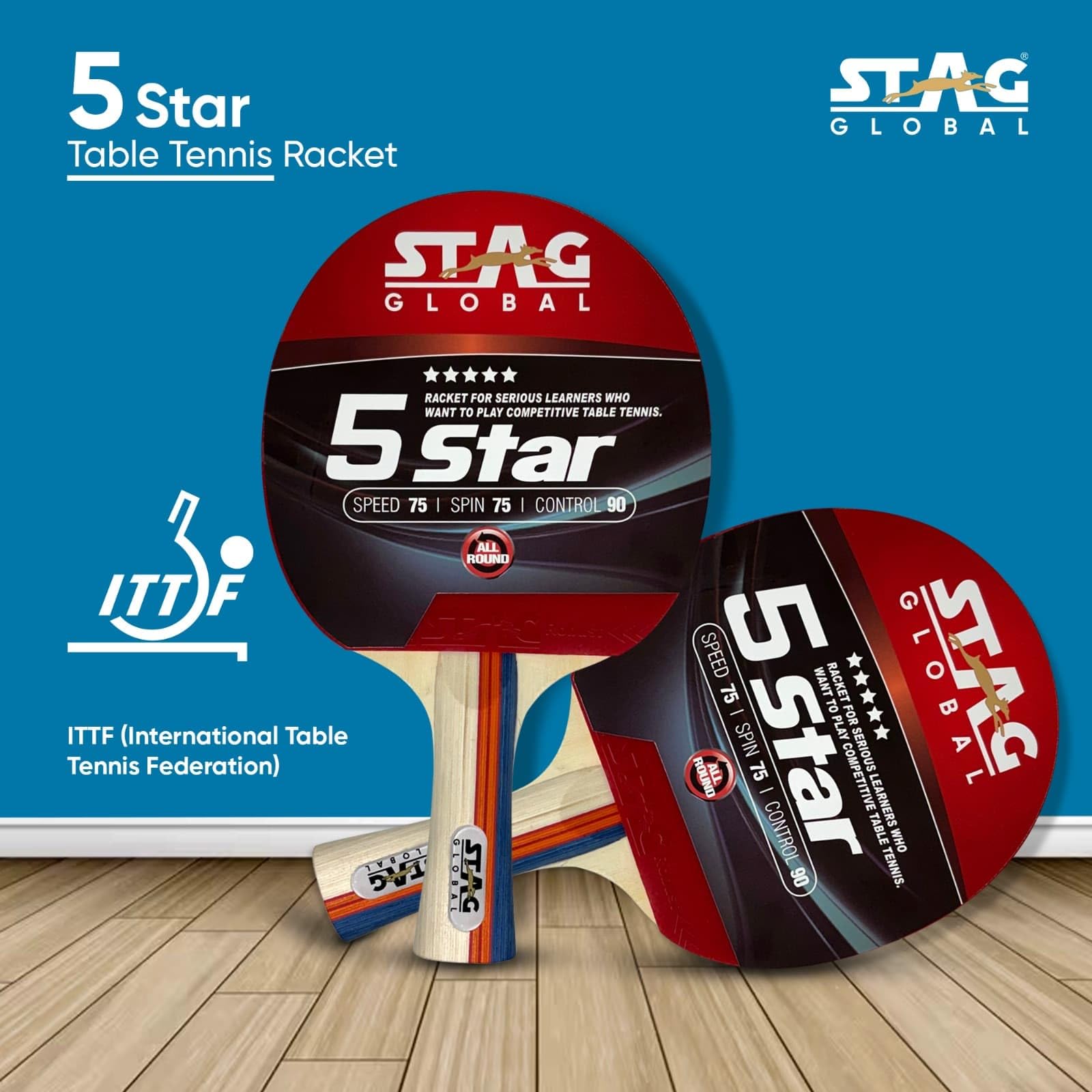 STAG GLOBAL Tischtennisschläger, professionelle und mittlere Stufe, hohe Geschwindigkeit und Spin Control, leicht