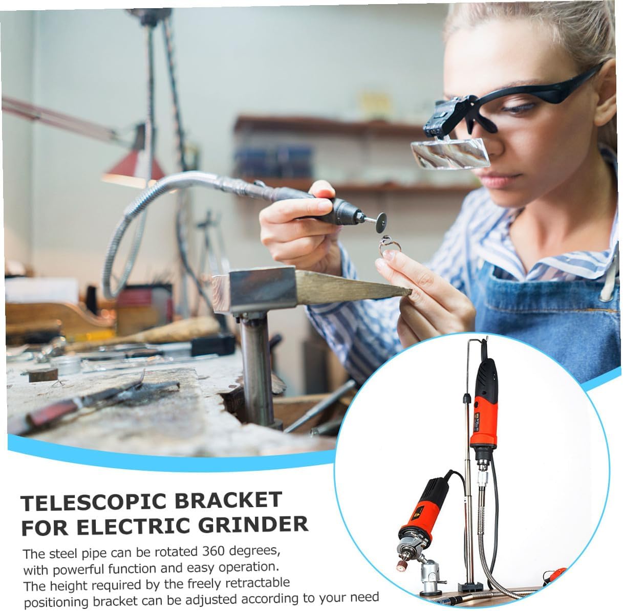 Kisangel Electric Grinder Stand Retractable Rack Tabletop Support Bracket Holder for Compact Power Tool Workbench Use