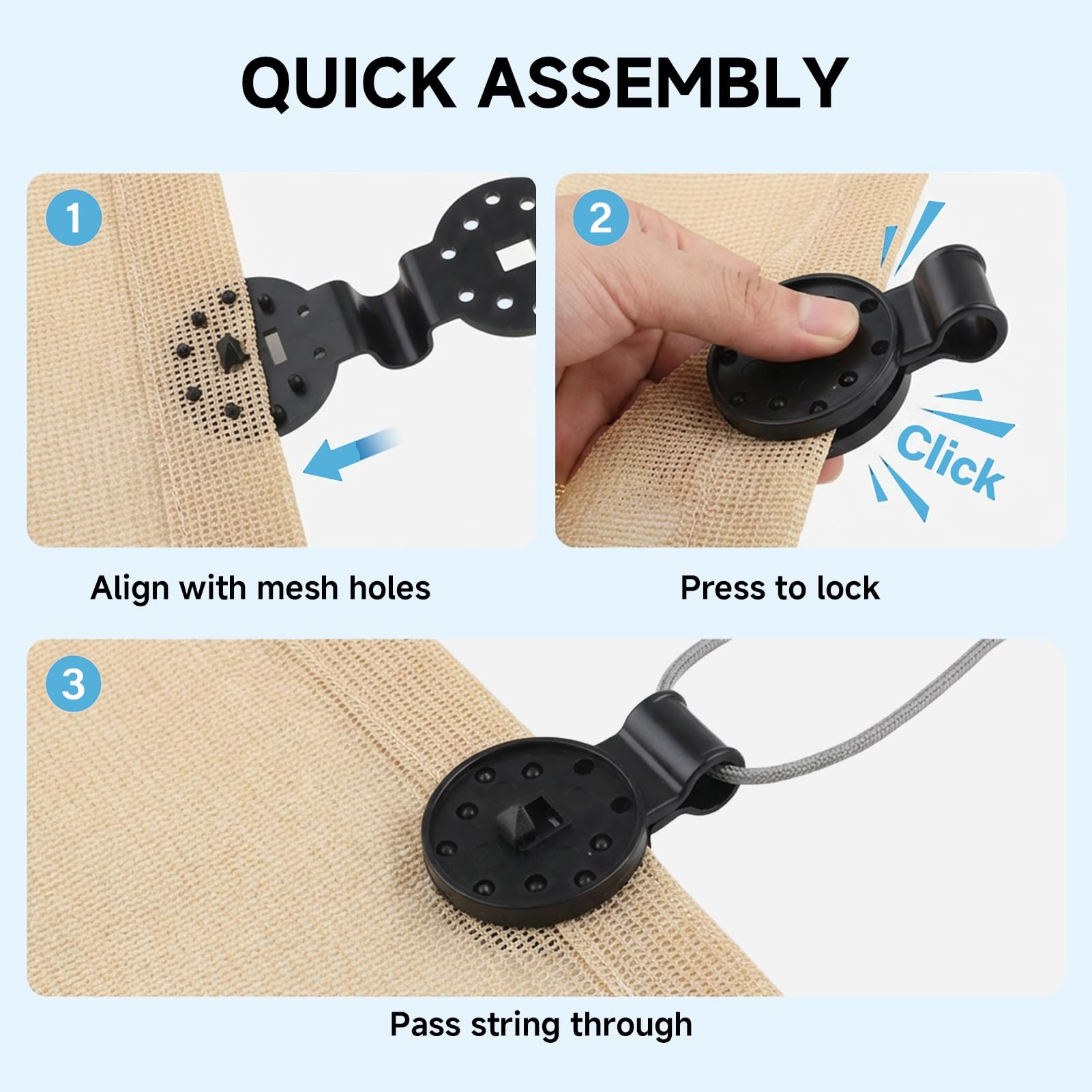 Auravale 50 Piezas Clip de Red de Sombra, Clips de Plástico para Tela Protectora Clips De Fijación para Mallas Redes de Jardín Especial con Ojal Enganches para Toldos Exterior Protección Solar — view 5