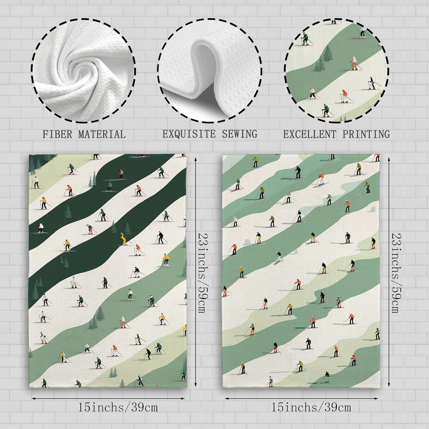 Winter Ski Skiing Boho Kitchen Towels Set of 2, Ski Lovers Gifts for Women Men Dish Tea Towels, Winter Mountain Skier Decor Hand Towels for Bathroom Decor, 16X24In Dish Cloths & Dish Towels - Image 7