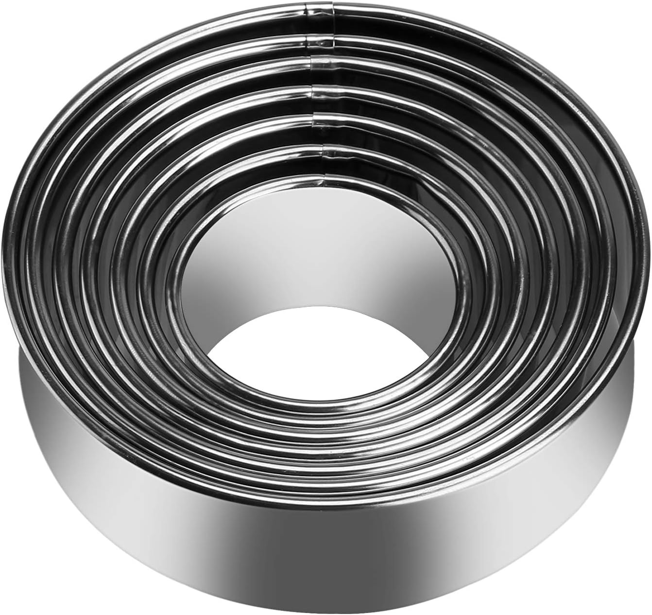 KSPOWWIN 7 Pieces Stainless Steel Cookie Cutter Set Biscuit Plain Edge Round Cutters Sizes Shape Molds Ranging from 2-4.3 Inches