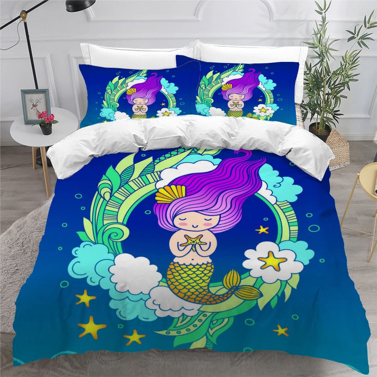 Parure de Lit 2 Personnes Sirène pour créer une ambiance océanique relaxante dans votre chambre