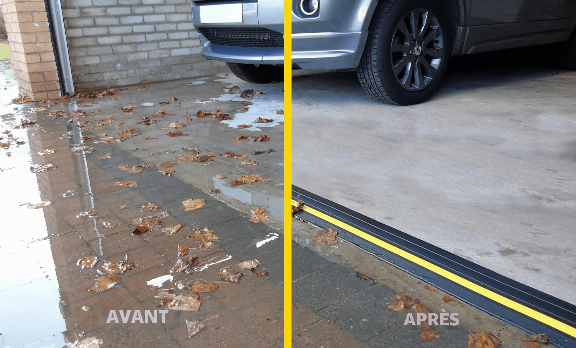 Kit de seuil de barrière anti-inondation pour porte de garage de 4 cm de haut 2,21 m | PVC souple | Le kit complet comprend 1 adhésif | GaraDry