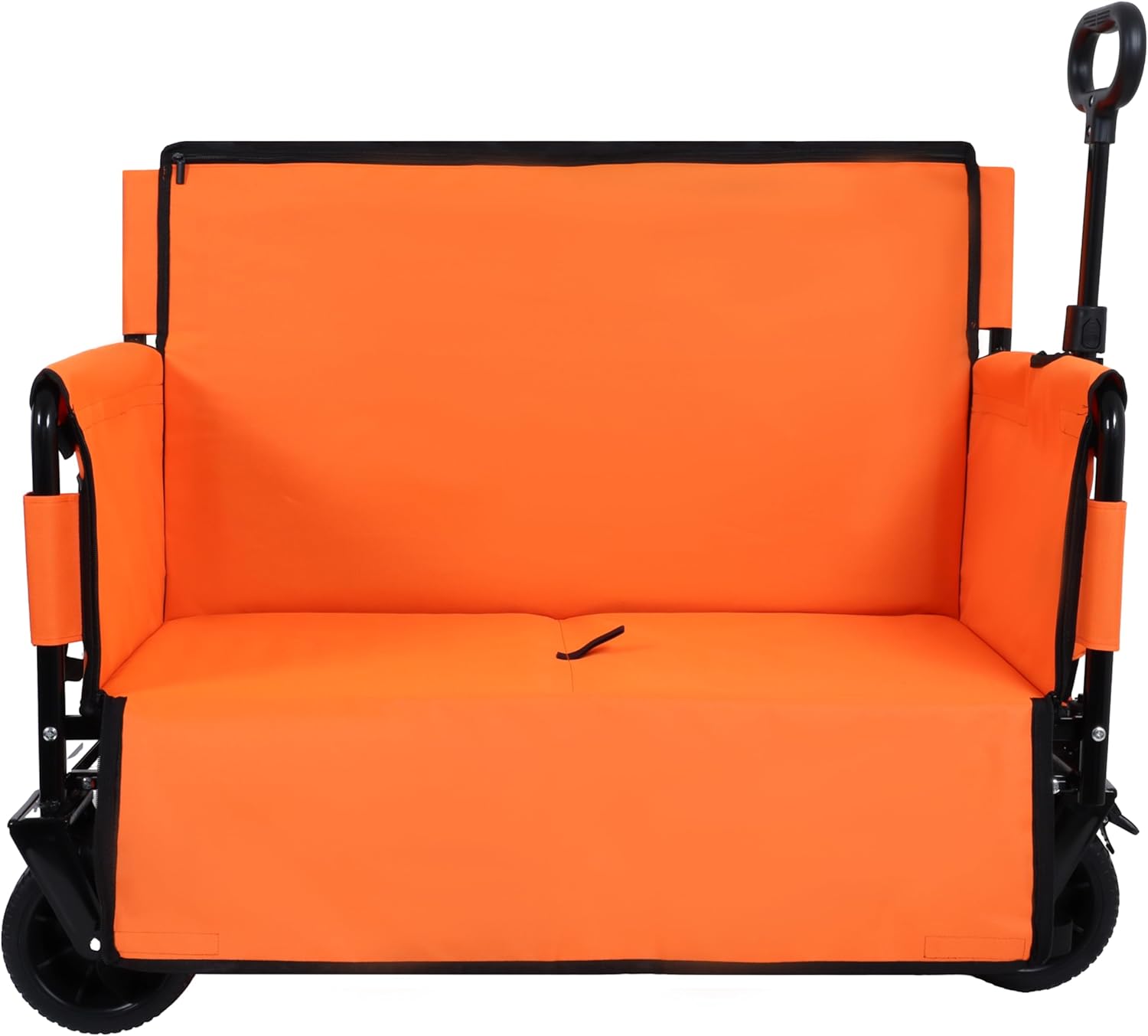 3-in-1 Heavy-Duty Convertible Folding Wagon Cart with Bench Seat & Storage – 500lb Capacity, 180L All-Terrain Wagon for Camping, Beach, Sports, & Garden – 360° Swivel Wheels (Orange)