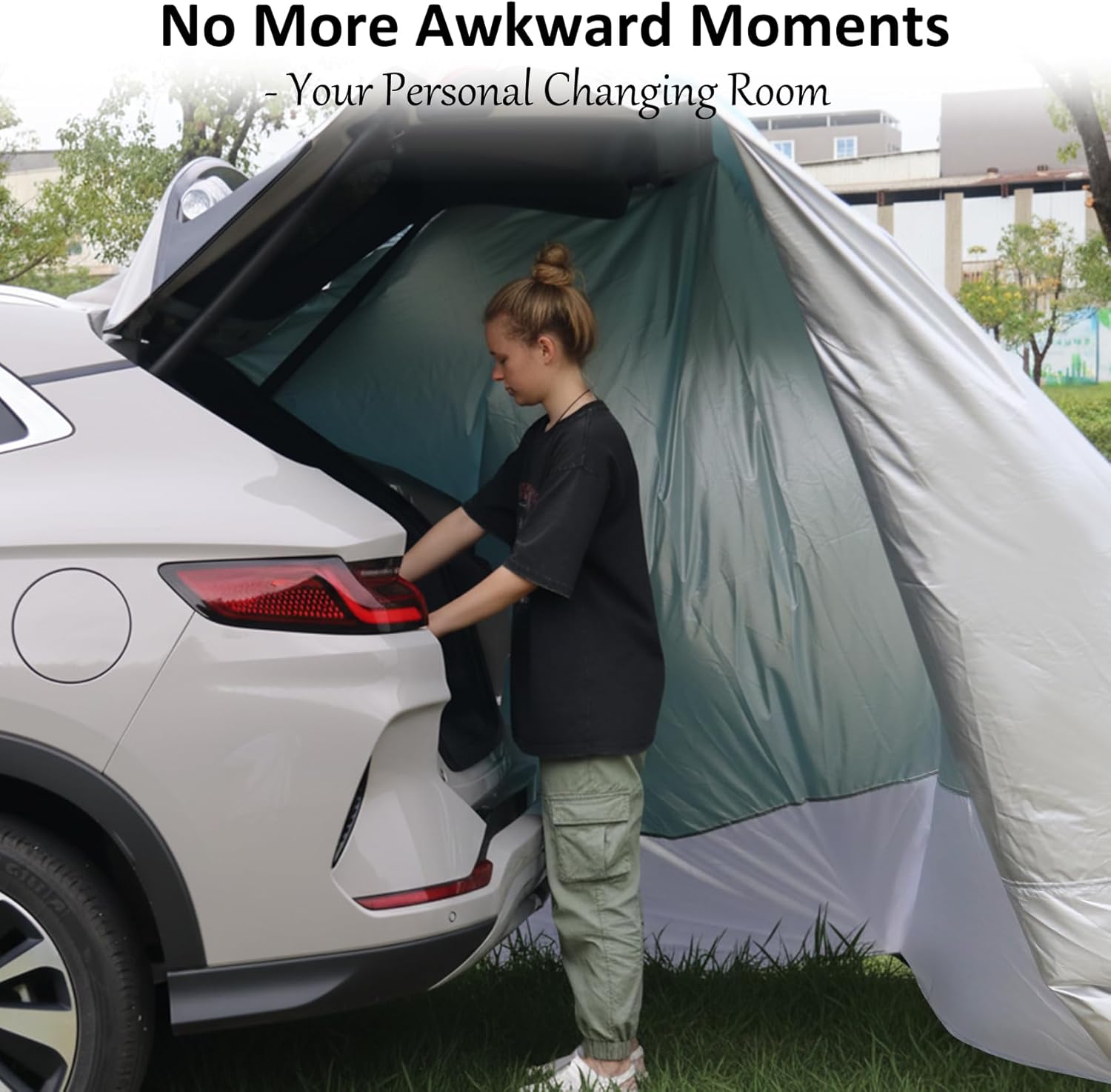 Hatchback Cabana with Magnets, 30 Second Setup Privacy Car Tent, Lightproof Changing Room for SUVs, Vans & MPVs, Turquoise & Blue