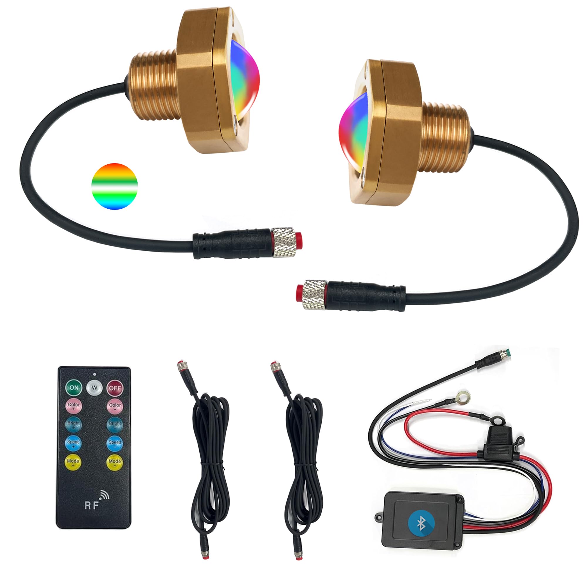 NBWDY 2Pcs Boat Drain Plug Light,RGBW IP68 Underwater Boat Lights with APP Remote Control,Replaces Standard 1/2