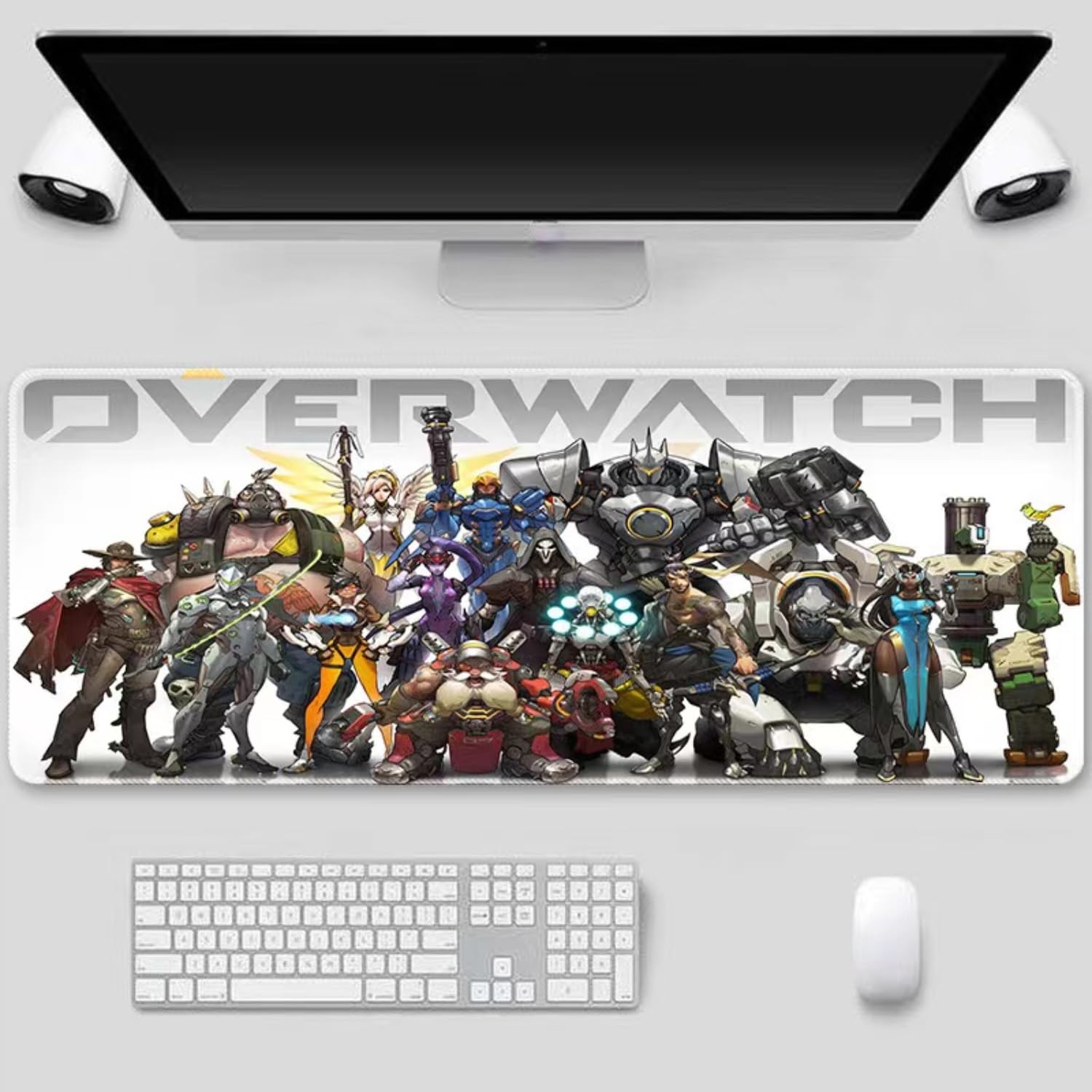 Overwatch Full Character Group Photo Gaming Mouse Pad (900 × 400 × 3 mm) - Special Surface Improves Precision and Speed, Waterproof and Non-Slip Mouse Mat for PC Gamer, Computer