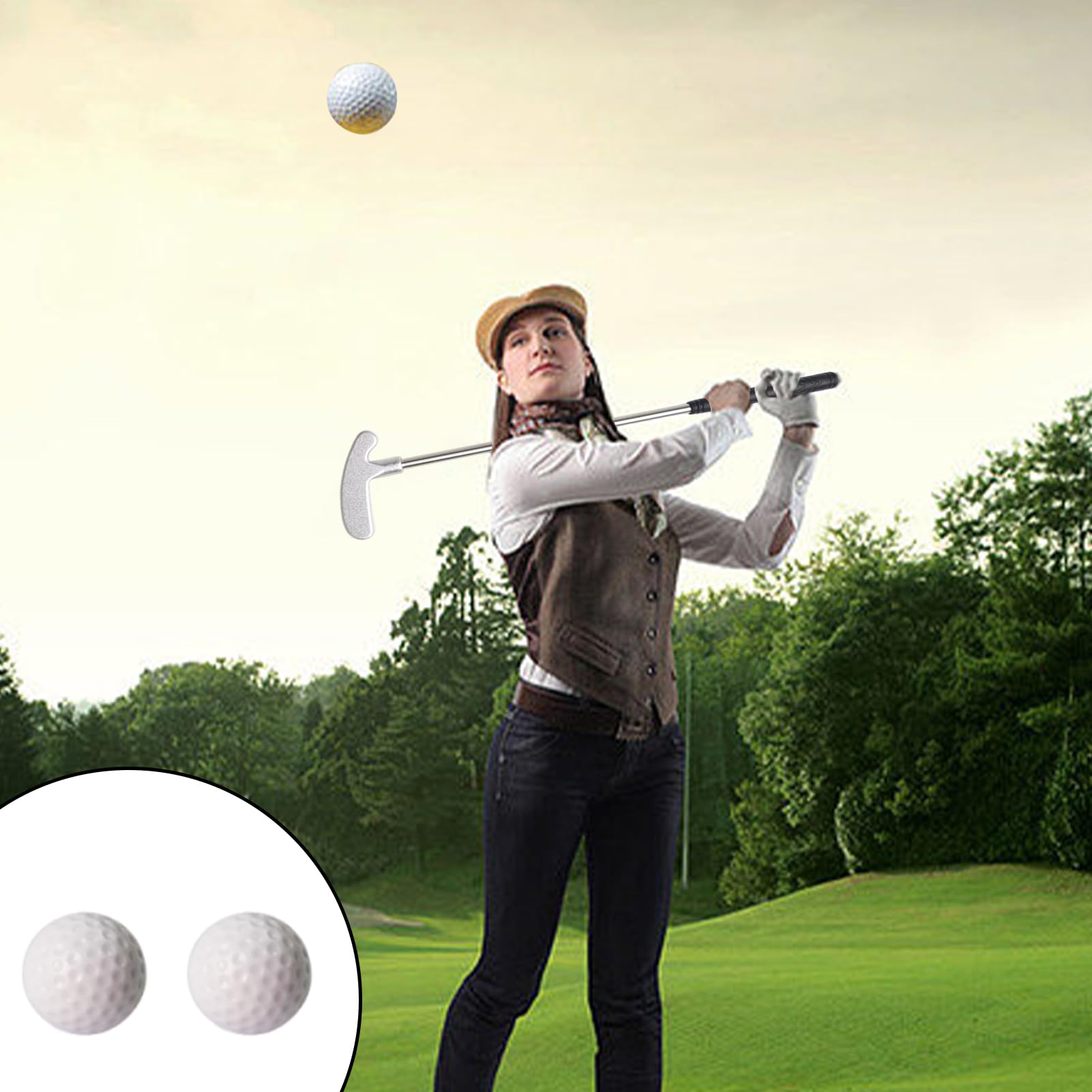 Putter - Juego de palos de golf para niños y adultos, para diestros/zurdos, para interior y exterior, eje estable
