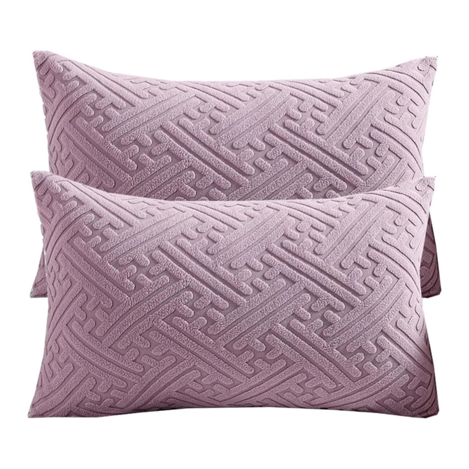 Housse de coussin en velours violet 70x50 cm motif croisé chic et moderne