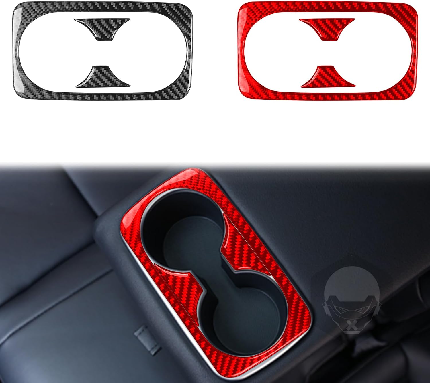 Premium Soft Carbon Fiber Rear Seat Backrest Armrest Water Cup Holder Sticker Set Compatible with KIA Stinger 2019 2020 2021 2022 2023 Auto Interior Decoration red 3pcs