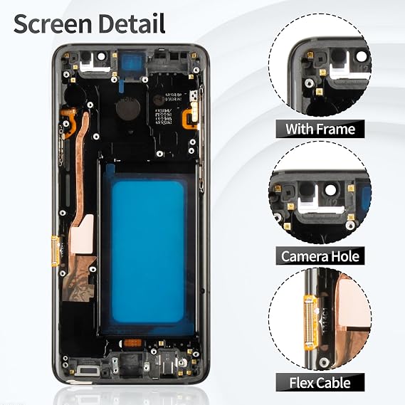 Samsung S9 Plus用TFT Samsung Galaxy S9 Plus用スクリーン液晶タッチデジタイザスクリーン交換 Samsung S9 Plusディスプレイ修理フレームSM-G965ブラック