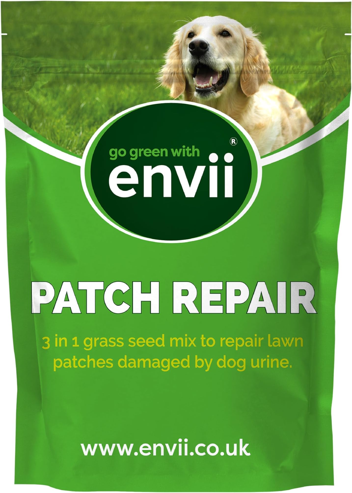 Envii Patch Repair – Fast Growing Grass Seed Mix Repairs Damaged Lawn Patches by Dogs Urine, Pet Friendly, Tailored to UK Climate, Ideal for Overseeding & New Lawns, Treats up to 50 Patches