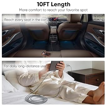 Right Angle USB C Cable 10FT Fast Charging 60W, 90 Degree USBC Cord