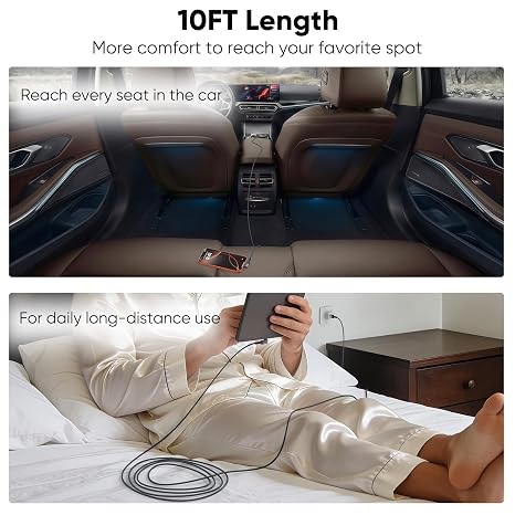 Right Angle USB C Cable 10FT Fast Charging 60W, 90 Degree USBC Cord