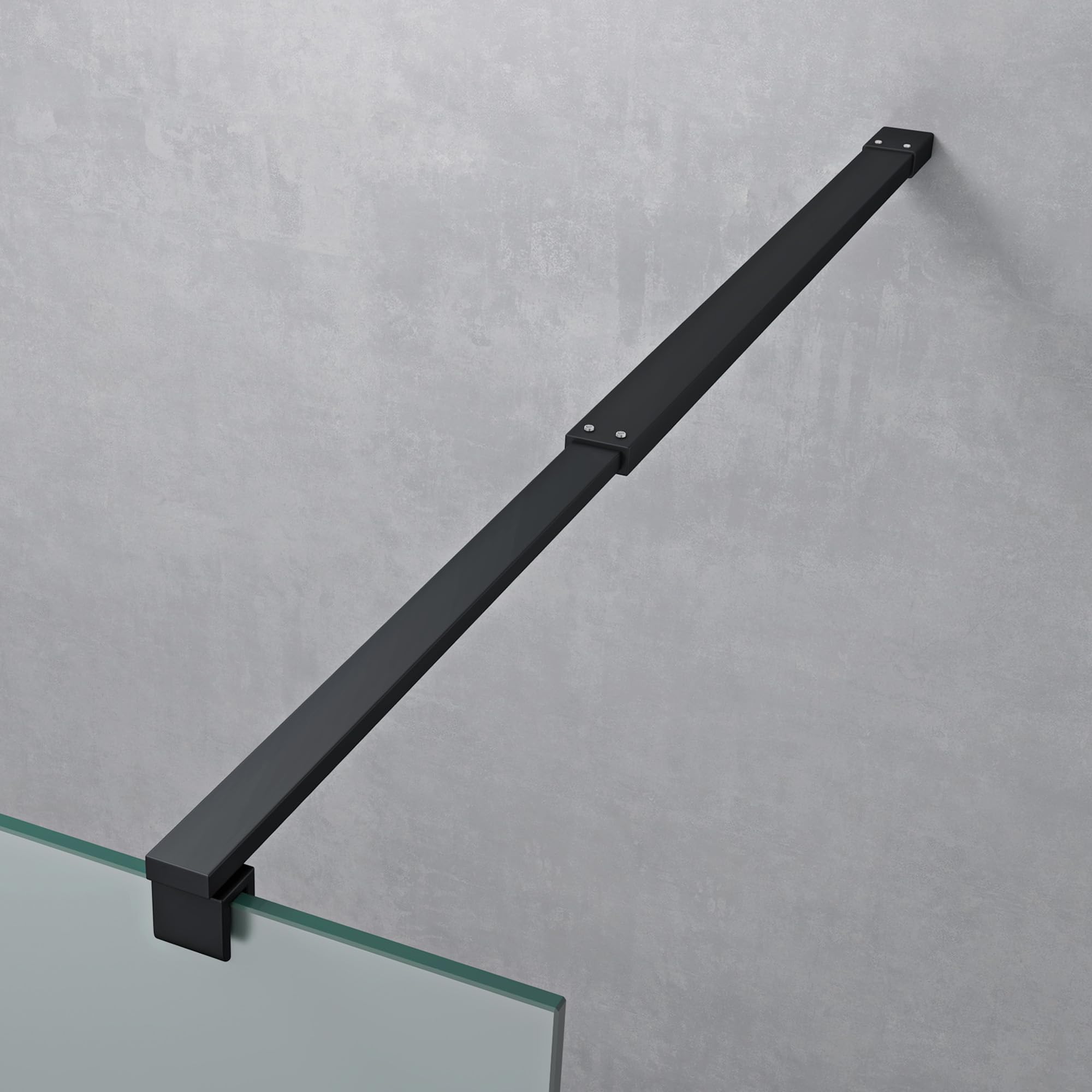 doporro Walk-In Duschwand 100x200cm Duschabtrennung 8mm ESG-Sicherheitsglas | Vollsatiniert Dusche mit Nanobeschichtung | rechteckiger Stabilisator aus Edelstahl | Aluminiumrahmen in Schwarz | Bremen01VS