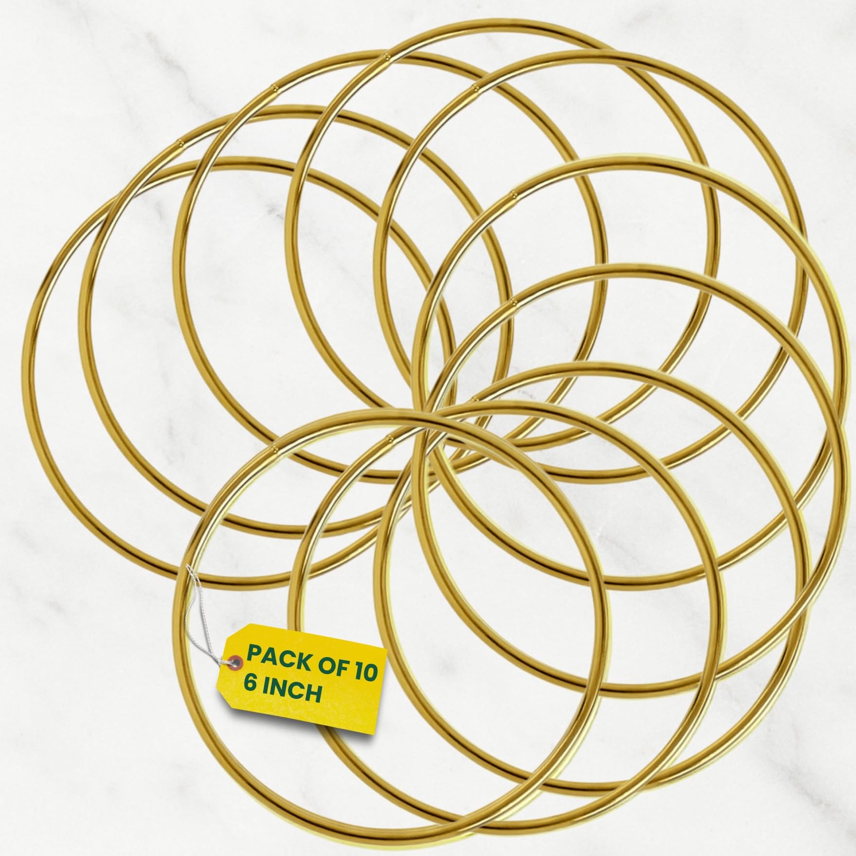 ecofynd 10pcs Circle 6 Inch Metal Crafts Hoops, Gold Dream Catcher Rings Supplies, Macrame Creations Ring for Wreath Crafts, DIY Projects handicrafts Decoration Wall Hanging Craft (CS4003-GO)-image-23