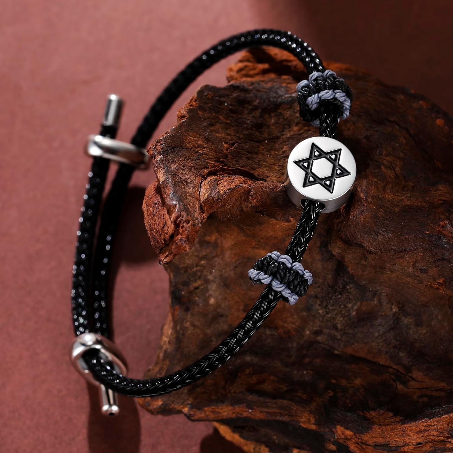 Dreamtimes Star of David Nautical Bracelet Handmade Stainless Steel Hexagram Pendant Jewish Link Bracelets Heart of Faith Star of David Bracelet Lucky Protection Jewelry for Women Mens - Image 7