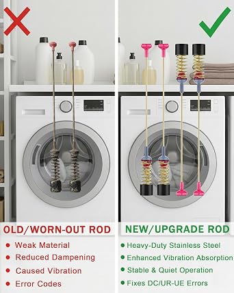【Upgraded】 Upgraded DC97-16350U DC97-16350T Washer Suspension Rods (4 Pack), Compatible with Samsung Washing Machine WA50R5200AW/US WA50R5400AV/US WA45T3200AW/A4, Replaces DC97-05280W DC97-16350V