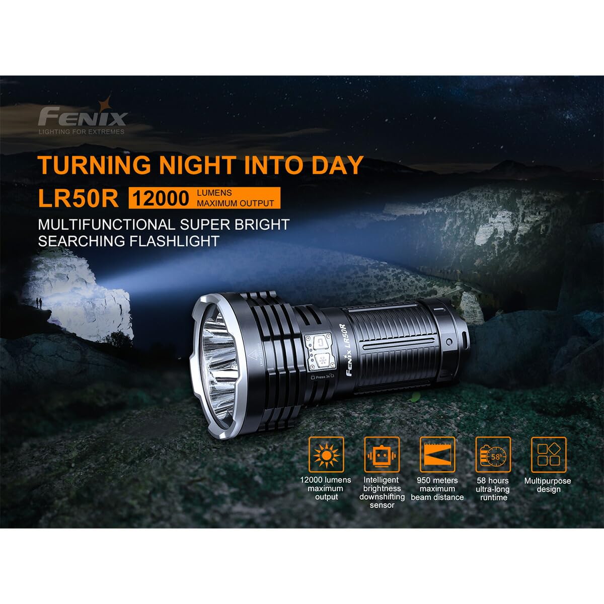Fenix LR50R 懐中電灯 12000lm 950m Amazon.co.jp: FENIX(フェニックス) LR50R 超高輝度 LEDサーチライト