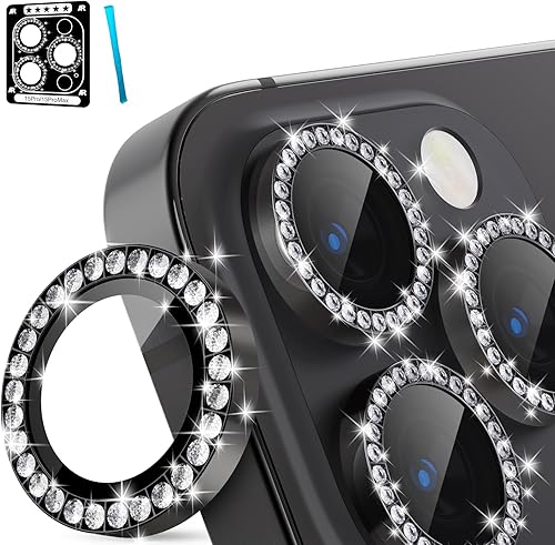 Miniatura 1 de imluckies Protector de lente de cámara 3+1 para iPhone 15 Pro - iPhone 15 Pro Max, cubierta de lente de anillo individual de metal con diamante con