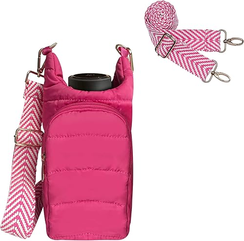 Feunu Bolsa cruzada para botella de agua con bolsillo acolchado para botella de agua con correa ajustable, accesorios para botellas de agua para