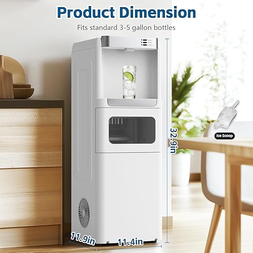 Miniatura 6 de ADVWIN Dispensador de enfriador de agua 3 en 1 con máquina de hielo, dispensador de agua fría y caliente para oficina en casa, 33 libras24 horas,