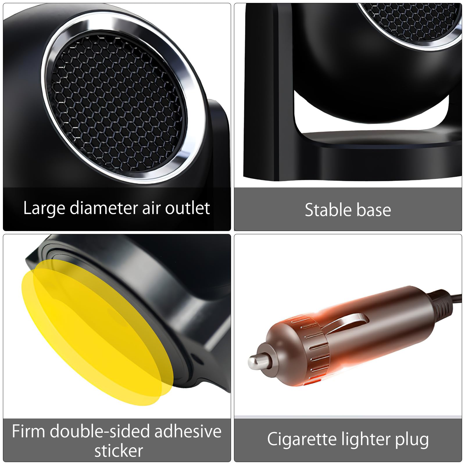 DAWRIS Riscaldatore per auto, 12 V, 150 W, riscaldatore 2 in 1, ventilatore portatile per auto, con presa accendisigari, connettore girevole a 360 gradi