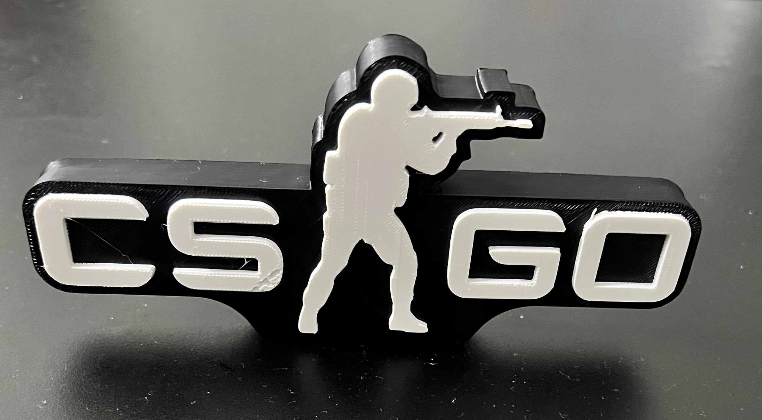 CS:GO Logo Desk Decor for Counter-Strike Fans | Dual-Color Finish, Lightweight PLA Material, Desktop Display Stand, Handmade Detail, Streaming Setup Decor-image-33