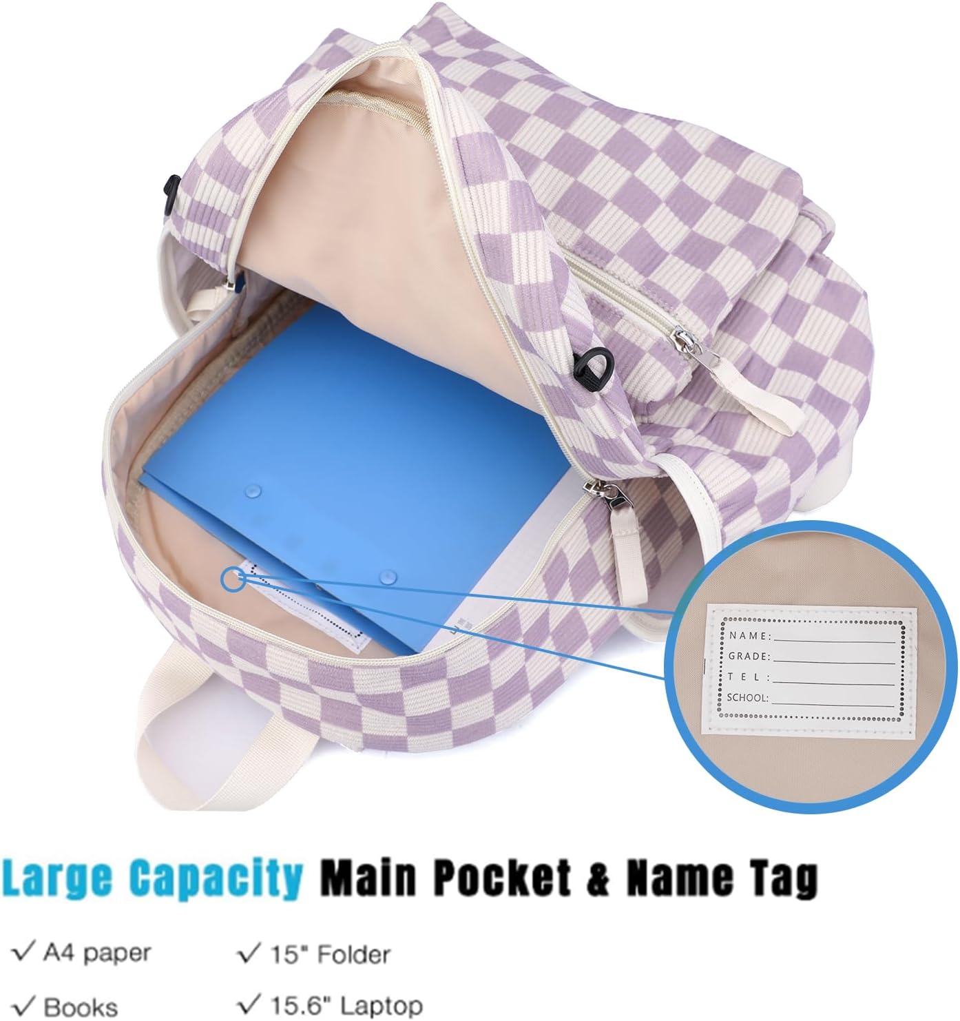 Tanweibago Corduroy Kids Backpack for Boys Girls School Primary Elementary image 3